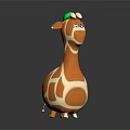 Cute Giraffe Game and Movie Character With Orange White Stripes And Green Hat