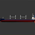 Large Cargo Ship With Multiple Cranes On Deck And Green Blue Hull Structure