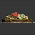Fresh Healthy Salad With Cucumber Tomato And Vegetables Served On Yellow Plate And Bamboo Mat