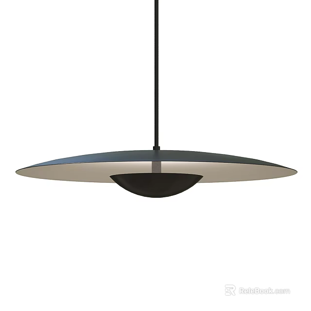 Modern Round Pendant Light With Double Layer Black And Silver Metal Design 3d model