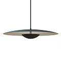 Modern Round Pendant Light With Double Layer Black And Silver Metal Design 3d model