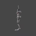 Unique Game and Movie Character 3D Model with Slender Limbs Antenna Head and Red Details