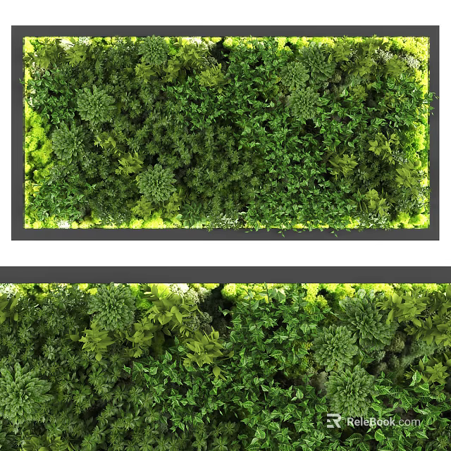 Lush Plants Decorative Greenery Wall Design 3d model