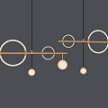 Illuminated Modern Luxury Chandelier with Circular Rings Spherical Lights and Metal Frame
