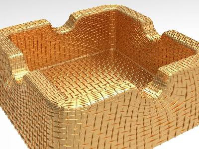 Golden Square Shaped Decorative Ornament Set With Intricate Woven Texture 3d model