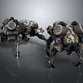 Two Robotic Beetle Like Mechanical Creatures With Armored Shells And Metal Legs 3d model