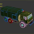 Green Military Truck With Heavy Duty Cargo Body And Multi Wheel Design