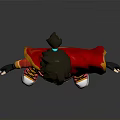 Man In Red Cloak With Glasses Black Gloves And Red Sneakers Standing Pose