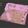 Brick Scene Structure With Yellow Brick Floor And Red Pink Surrounding Walls