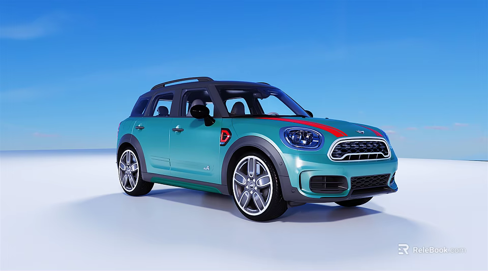 Stylish Light Blue Compact SUV With Black Roof Red Accent And Alloy Wheels 3d model 