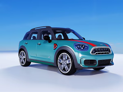 Stylish Light Blue Compact SUV With Black Roof Red Accent And Alloy Wheels 3d model