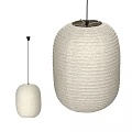 Modern Cream Colored Paper Pendant Lights With Round And Oval Shapes And Striped Texture