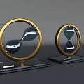 Modern Decorative Ornament Set With Circular Frame Hourglasses And Black Bases