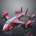 Red Futuristic Aircraft With Sleek Aerodynamic Design And Multiple Engines Shiny Surface