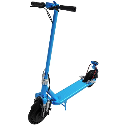 Blue Electric Scooter With Foldable Handlebar And Black Wheels For Urban Commuting And Leisure Rides 3d model