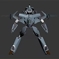 Light Blue Futuristic Sleek Mech Robot With Wing Structure In Standing Pose On Dark Background