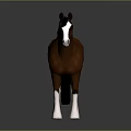Brown Horse Model with Black Mane Tail and White Legs Standing on Gray Background