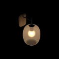 Modern Minimalist Wall Lamp With Wooden Base Metal Rod And White Spherical Lampshade