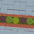 Well Trimmed Colorful Shrubs In Round Shapes With Flower Bed And Blue Sky