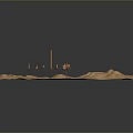 Sand Dunes With Drilling Equipment Tall Pillar Small Devices And Orange Square Structure
