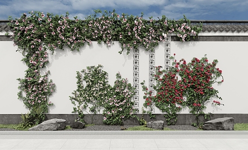 Modern Plant Green Plant Flower Wall Vine Climbing Vine Rose Flower Rose 3d model