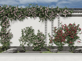 Modern Plant Green Plant Flower Wall Vine Climbing Vine Rose Flower Rose 3d model