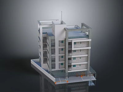 Modern Multi Story Building Exterior With Balconies Windows And Architectural Design 3d model