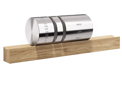 Practical Stainless Steel Stackable Kitchen Storage Containers On Wooden Tray 3d model
