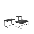 Modern Nesting Side Tables With Black Metal Frame And Marble Top Design 3d model