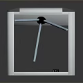 Stainless Steel Turnstile With Square Frame Black Top And Three Silver Bars
