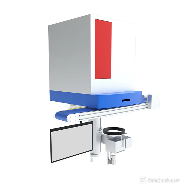 Medical Device With White Red Blue Components Display Screen And Mechanical Arm 3d model