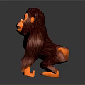 Animated Red Orange Gorilla Toy With Muscular Build And Fierce Expression