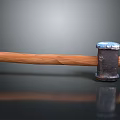 Vintage Metal Head Hammer With Wooden Handle On Reflective Black Surface