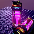 Futuristic Cylindrical Weapon With Glowing Purple Pink Lights And Tech Design