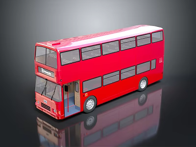 Detailed Red Double Decker Bus With Shiny Exterior And Reflective Surface 3d model