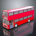 Detailed Red Double Decker Bus With Shiny Exterior And Reflective Surface