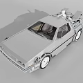 Vintage Silver Sports Car With Gullwing Doors And Roof Mounted Equipment