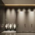 Modern Public Restroom Design With Urinals Partitions And Tile Walls