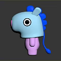 3D Cartoon Creature Character With Blue Head Pink Body Black Eyes And Heart Shaped Nose