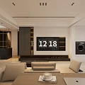 Modern Dining Living Room Interior Design With Beige Sofa Dining Table Chairs And Decorative Plants