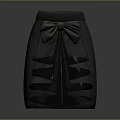Gray Decorative Sculpture With Bow Detail And Pleated Skirt Design Elements