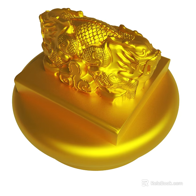 Golden Dragon Sculpture Ornament With Square Base And Round Stand 3d model 