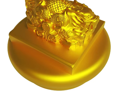 Golden Dragon Sculpture Ornament With Square Base And Round Stand 3d model