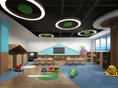 Modern Kindergarten Classroom Early Education Center Activity Room Sound and Body Room Art Room 3d model