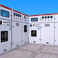 Modern Industrial Electrical Control Cabinets With Control Panels Displays And Buttons 3d model