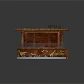 Wooden Reception Desk at Natural History Museum with Golden Decorative Details and Elegant Design