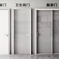 Modern Hinged Doors For Bedroom And Bathroom With White And Glass Panel Design