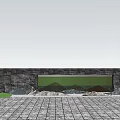 Stone and Metal Grille Feature Walls with Surrounding Rocks Trees and Pavement