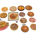 Assorted Freshly Baked Delicious Pizzas With Vegetables Pepperoni Cheese And Toppings
