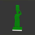 Woman Statue Standing With Square Object Balanced On Head On White Base